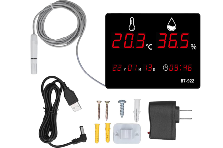 Термогигрометр В7-922С цифровой, зонд пластиковый для трубопроводов газа, вентиляции и сыпучих веществ с поверкой