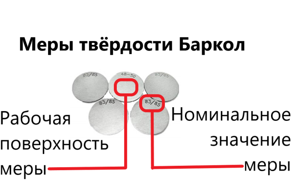 Комплект МТБЛ-В7 из 2 шт. мер твёрдости эталонных Баркол: 42-52; 82-88 (поверке не подлежат)