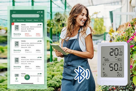 Регистратор температуры и влажности (дата-логгер) со встроенным датчиком многоразовый стационарный модель BlueTag TH20-В7 с Bluetooth с поверкой