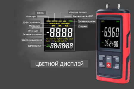 Манометр давления газа, жидкости и пара цифровой дифференциальный кПа В7-5101 ±10