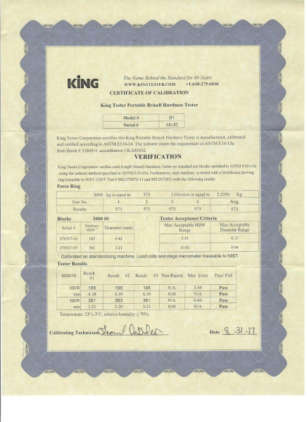 King Portable Brinell Tester твердомер металлов переносной гидравлический Бринелль