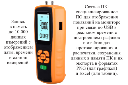 Манометр давления газа, жидкости и пара цифровой дифференциальный В7-522 ±100 кПа