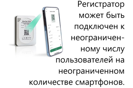 Регистратор температуры и влажности (дата-логгер) со встроенным датчиком многоразовый стационарный модель BlueTag TH20-В7 с Bluetooth с поверкой